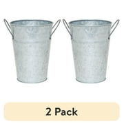 (2 pack) Mainstays Metal Bucket Planter, 7'', High Solid Print Gray