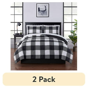 (2 pack) Mainstays 7 Piece Reversible Bed in a Bag Comforter Set with Sheets, Buffalo Check, Full