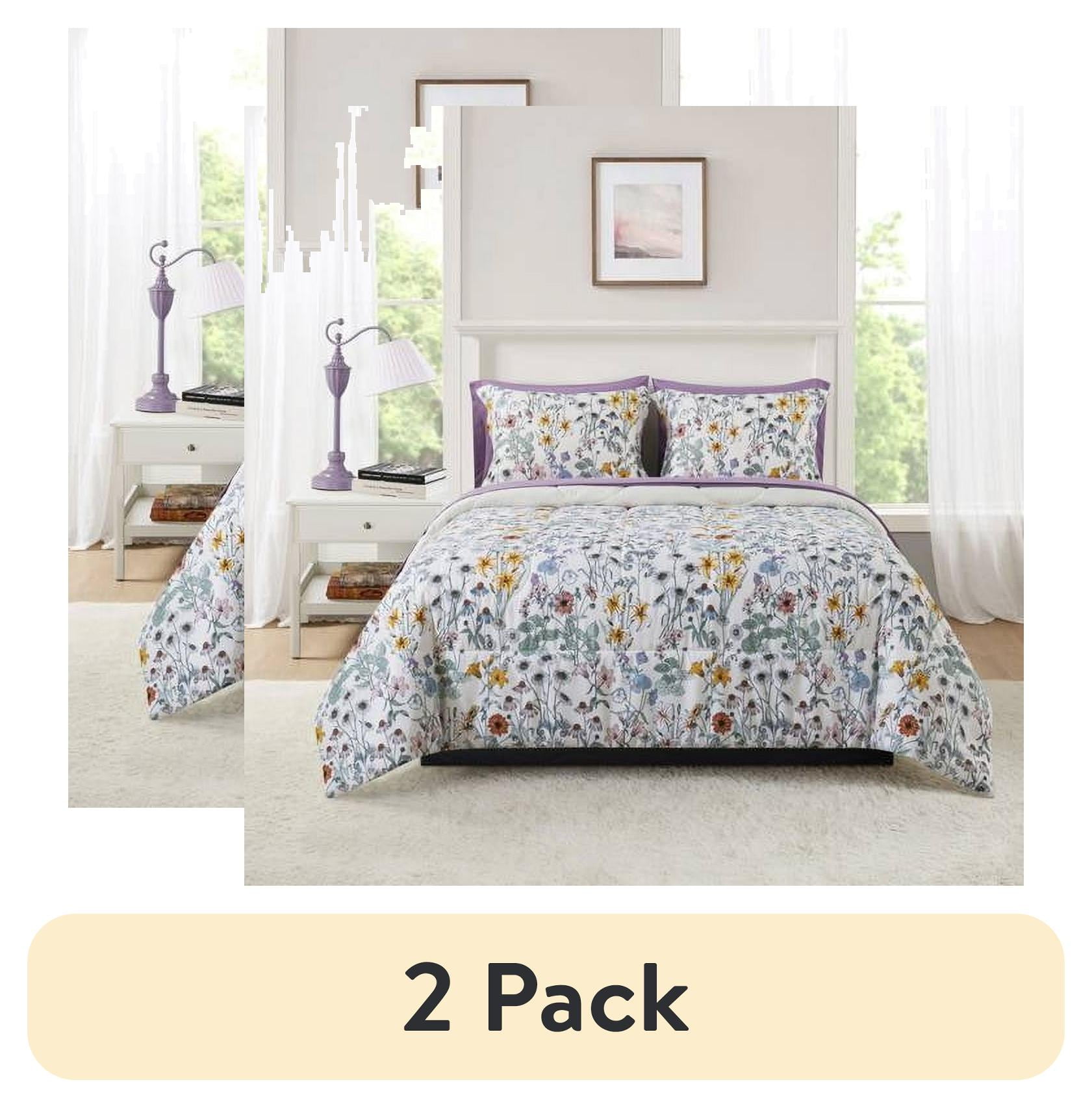 (2 pack) Mainstays 7 Piece Reversible Bed in a Bag Comforter Set with Sheets, Floral, King