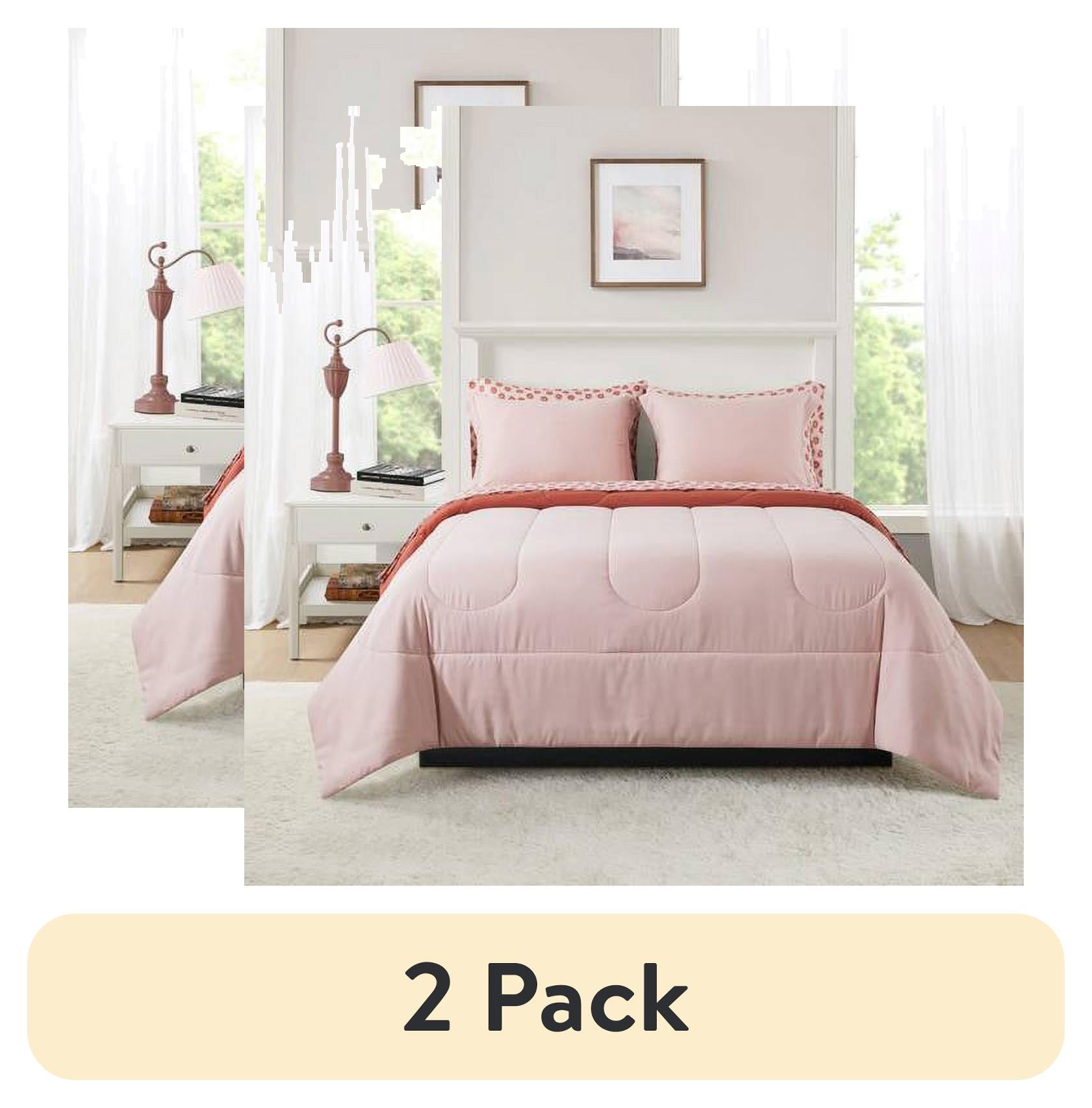 Queen Pink Microfiber Reversible Bed in a Bag Set