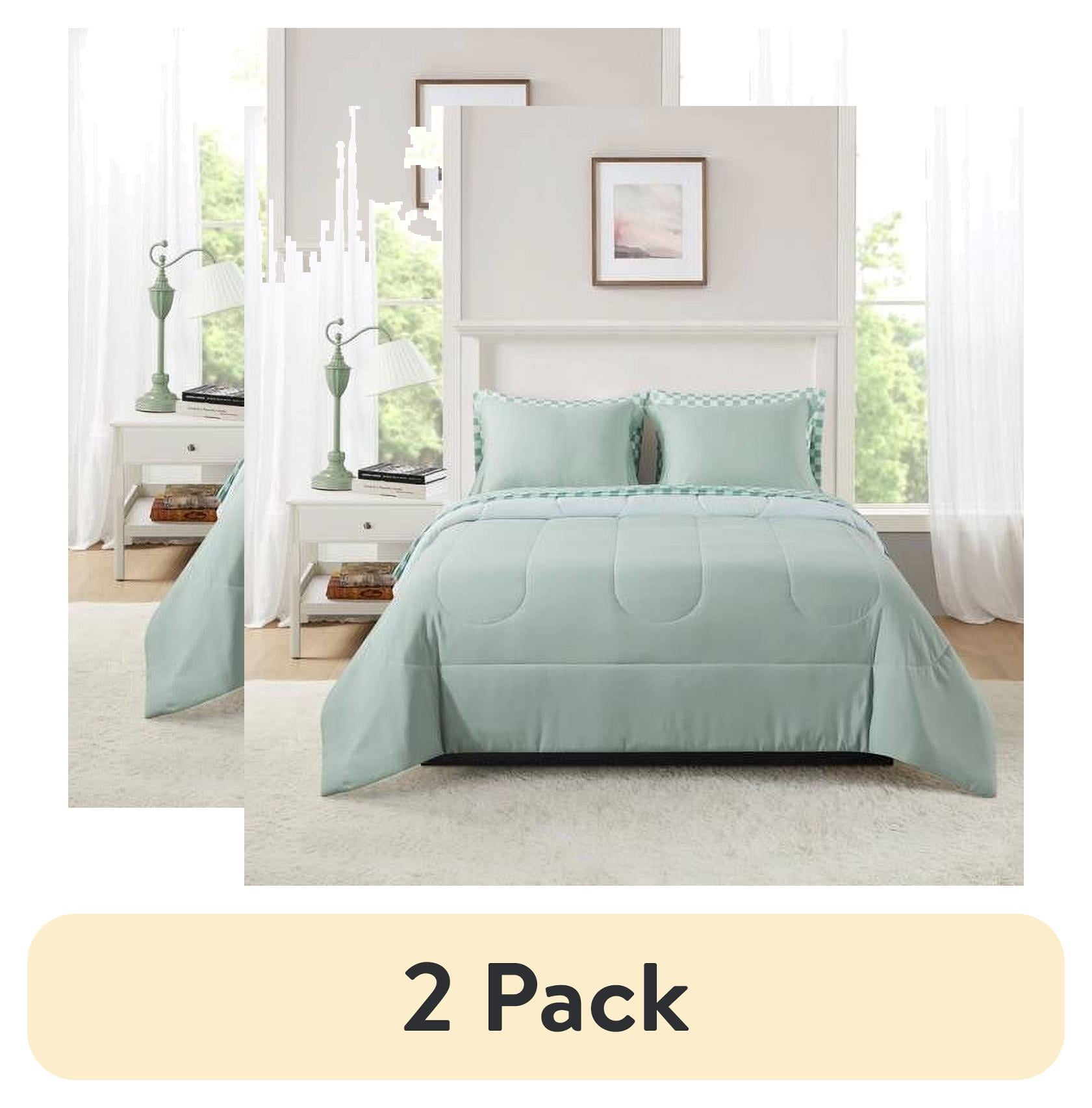 (2 pack) Mainstays 7-Piece Reversible Bed in a Bag Comforter Set with Sheets, Sage, King