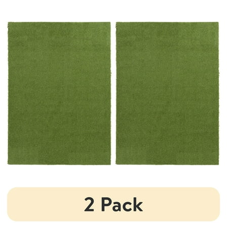 (2 pack) Mainstays Green Faux Grass Outdoor Rug, 7'x10'