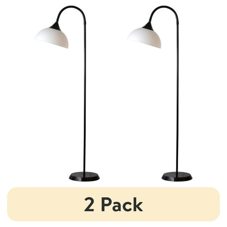 (2 pack) (2 pack) Mainstays Black 71-Inch Adjustable Height Gooseneck Floor Lamp