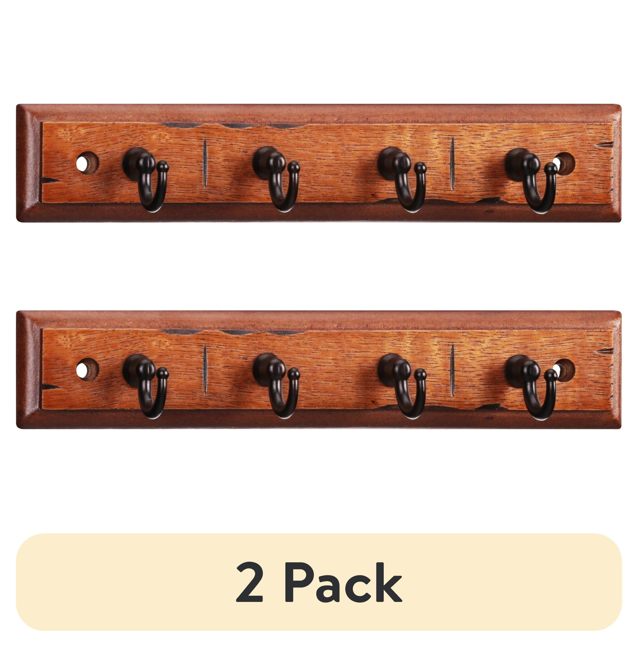 Antique Walnut and Bronze 4-Hook Key Rack