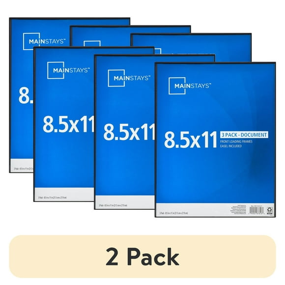 (2 pack) Mainstays – 8.5x11 Picture Frame – Black Front Loading Document Frame Set of 3 Wall Photo Frame