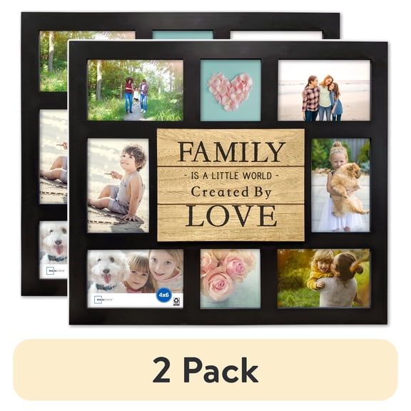 (2 pack) Mainstays – Multi Size Picture Frame – Black 8 Photo Collage Wall Photo Frame