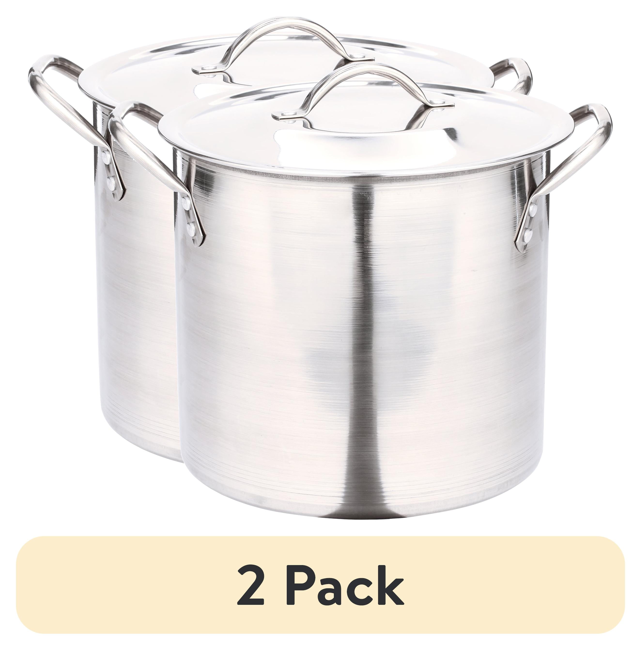 (2 pack) Mainstays 8-Qt Stainless Steel Stock Pot with Metal Lid