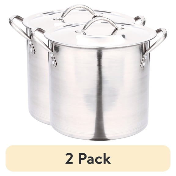 (2 pack) Mainstays 8-Qt Stainless Steel Stock Pot with Metal Lid
