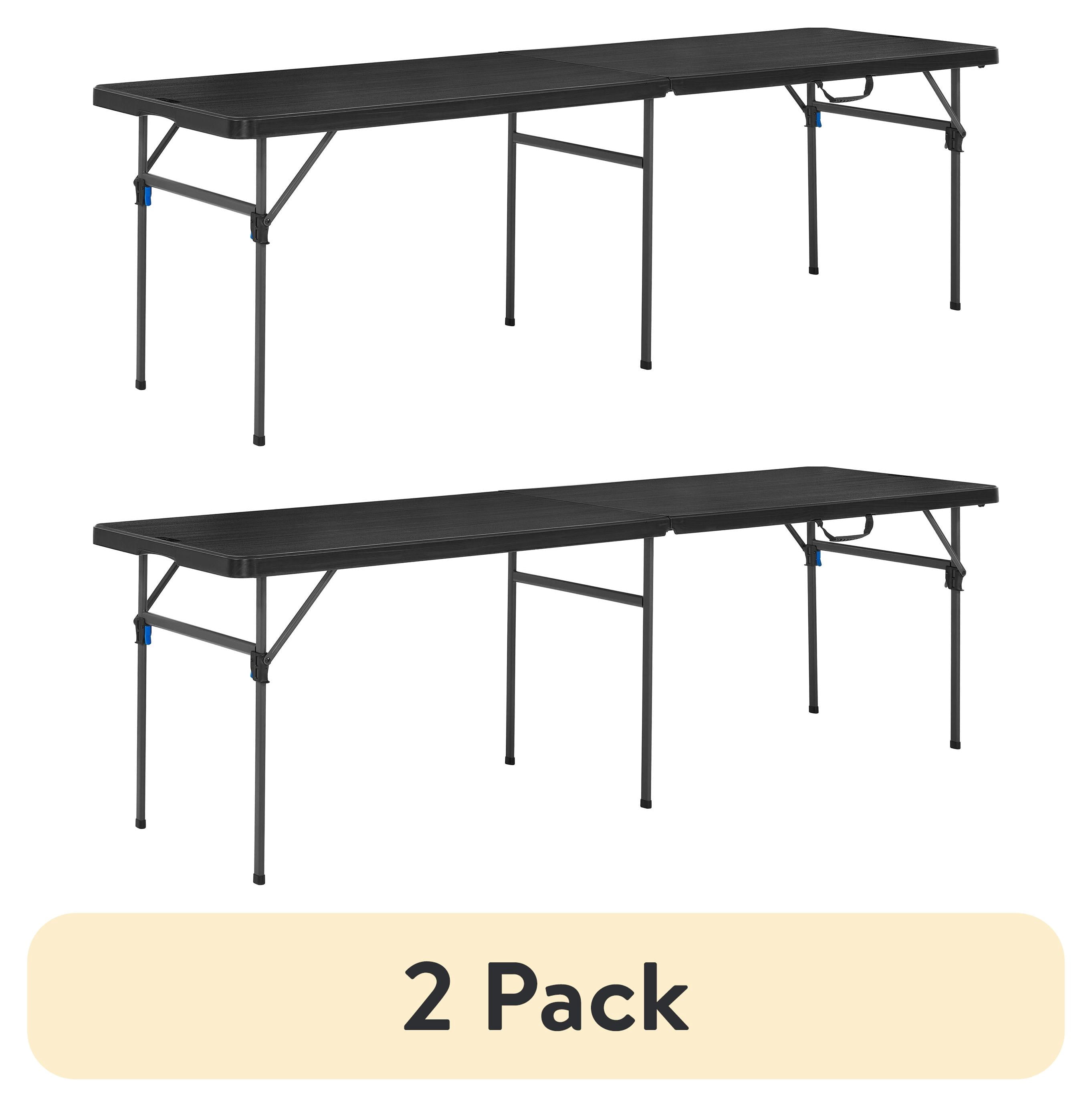 (2 pack) Mainstays 8 ft Rectangle Centerfold Folding Table, Black