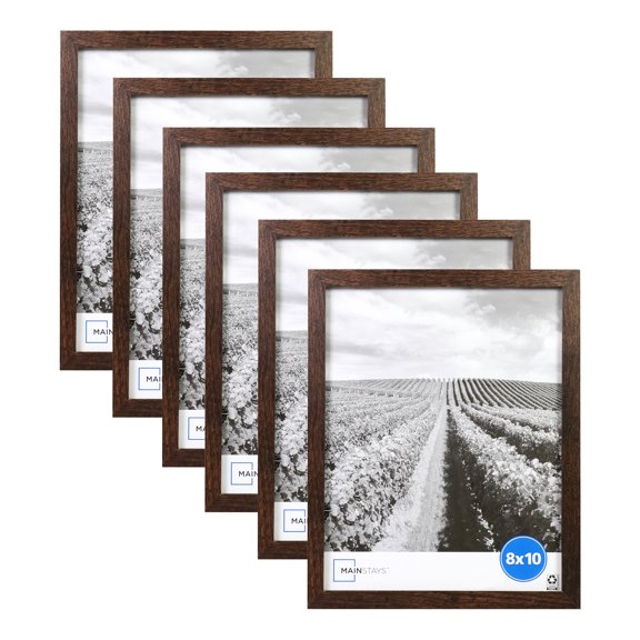 (2 pack) Mainstays - 8x10 Picture Frame - Brown Gallery Linear Program Tabletop & Wall Photo Frame, Set of 3