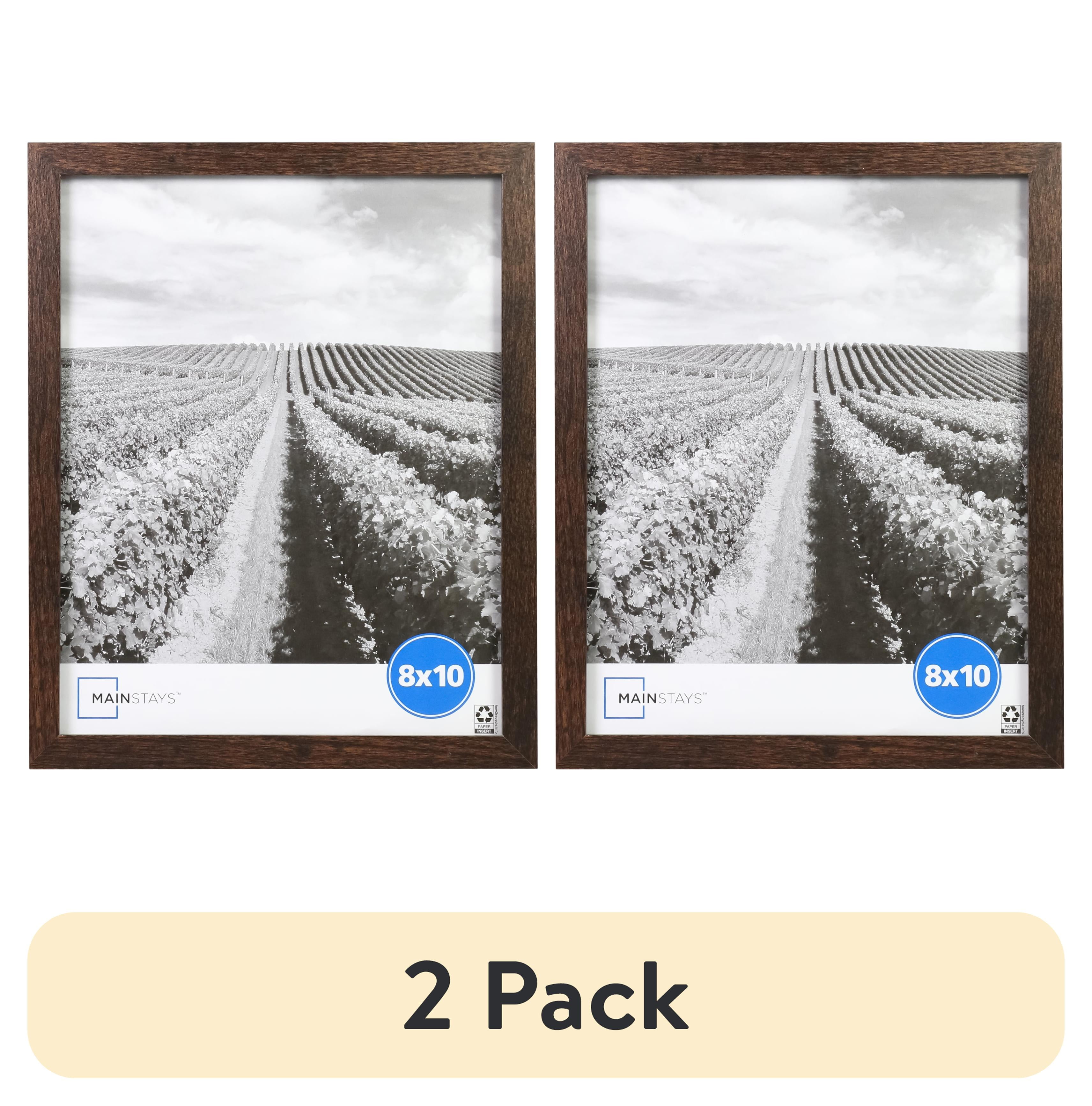 (2 pack) Mainstays – 8x10 Picture Frame – Brown Gallery Linear Program Tabletop & Wall Photo Frame