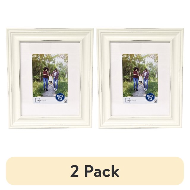 (2 pack) Mainstays – 5x7 Picture Frame – Distressed White Matted ...