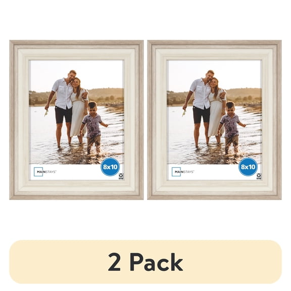 (2 pack) Mainstays – 8x10 Picture Frame – Two Tone Beige Tabletop Photo Frame