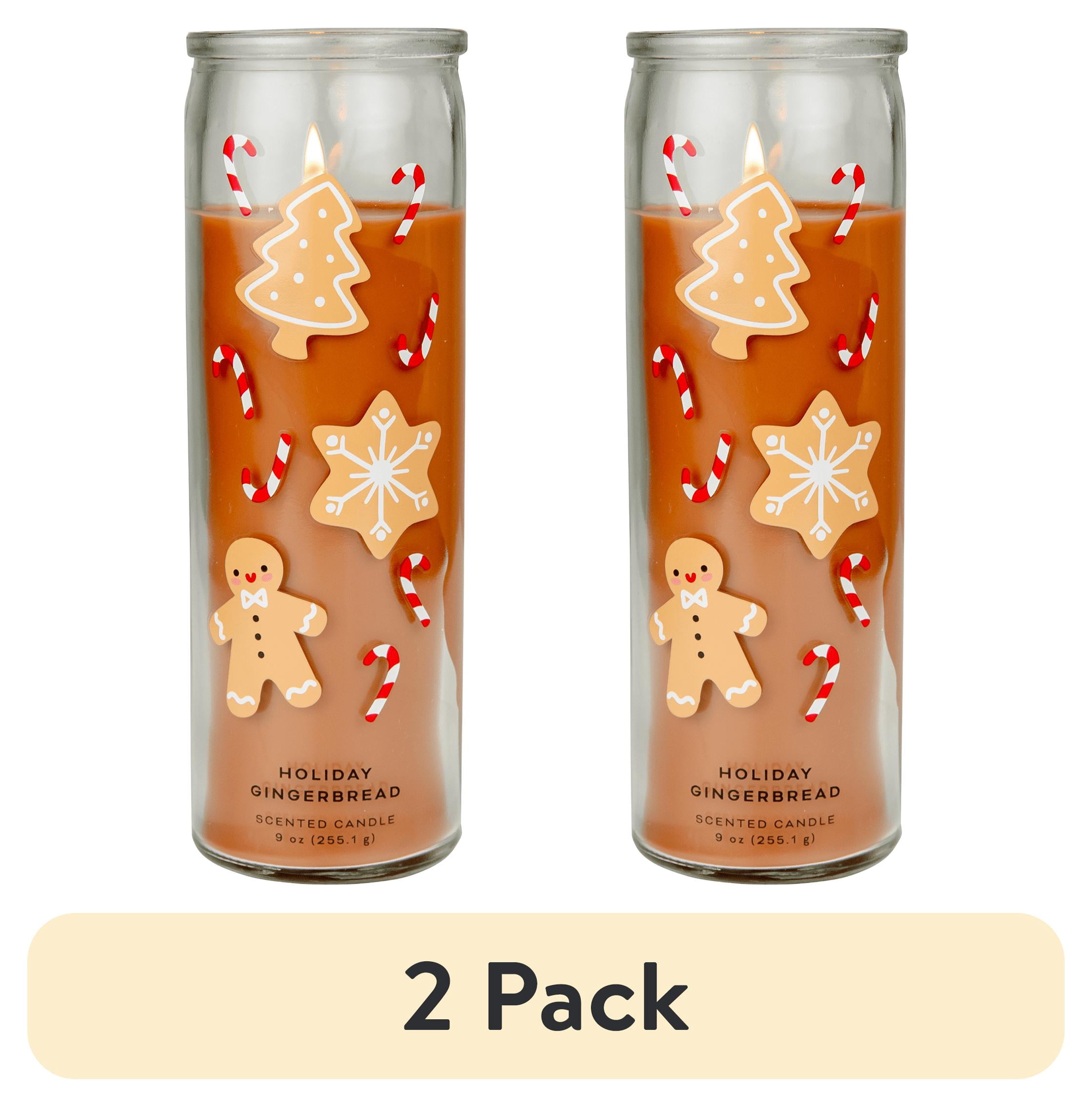 (2 pack) Mainstays Holiday Gingerbread Scented Candle, Holiday Pillar Candle, 9 oz