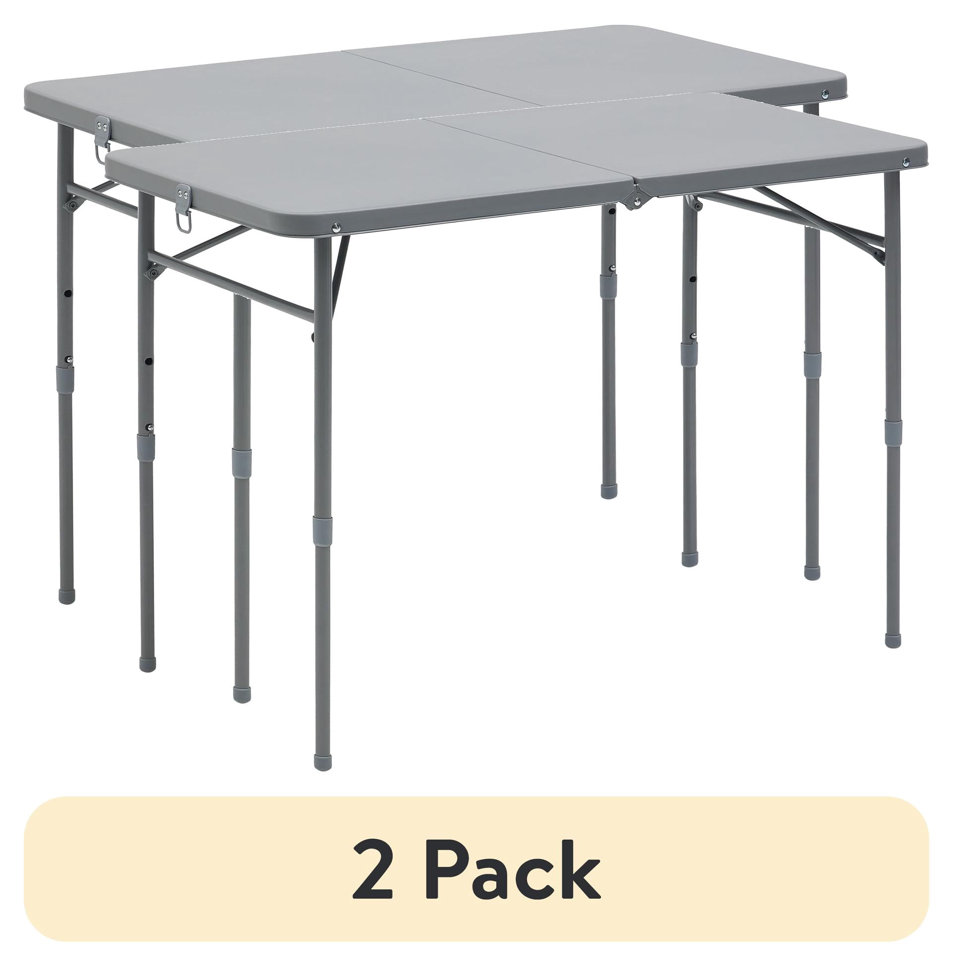 (2 pack) Mainstays Adjustable Height Centerfold Folding Table, Gray, 40 in x 20 in