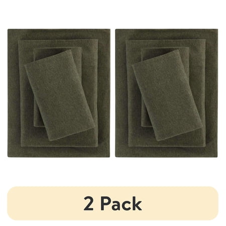 (2 pack) Mainstays Cotton Rich Extra Soft Jersey Bed Sheet Set, Full, Sea Turtle Green, 4 Pieces