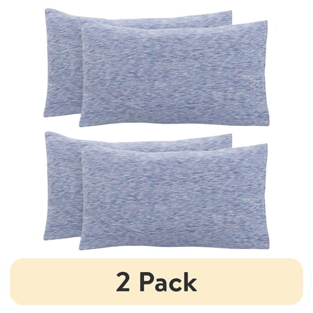 (2 pack) Mainstays 100% Cotton Extra Soft Jersey Pillowcase Set, Standard/Queen, Purple Crackle, 2 Pieces