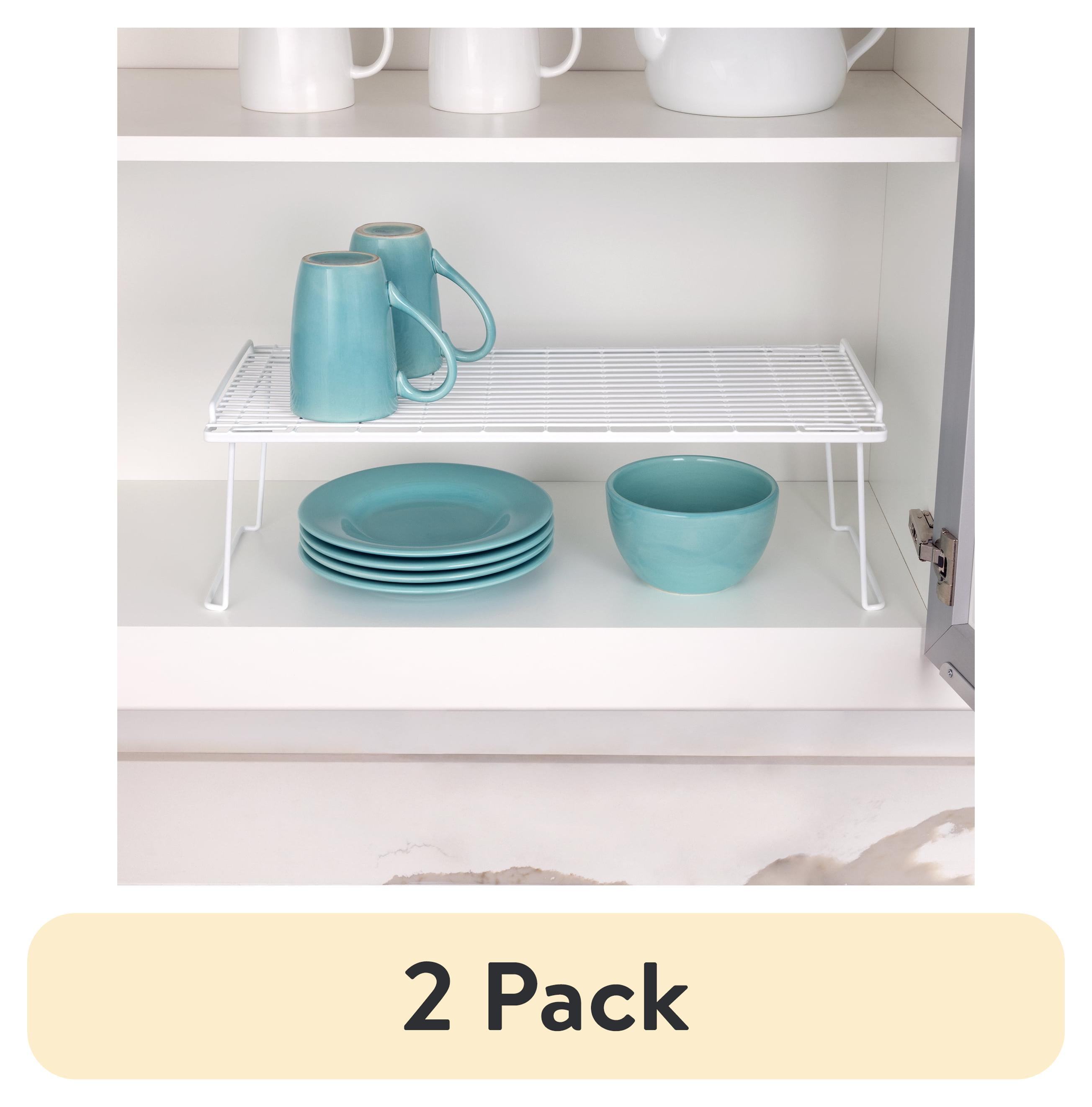 (2 pack) Mainstays Adult Metal Kitchen Pantry Organization Wire Stacking Single Shelf, 22"x10"x7", White - Walmart.com