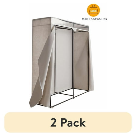 (2 pack) Mainstays 1-Tier Zippered Enclosed Extra Wide Closet Organizer for Clothes, 60 in, Grey Pumice, Steel