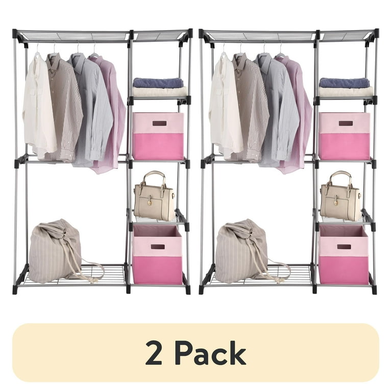 Mainstays 2-Pack Adult Wire Shelf Closet Organizer, 2-Tier, Easy