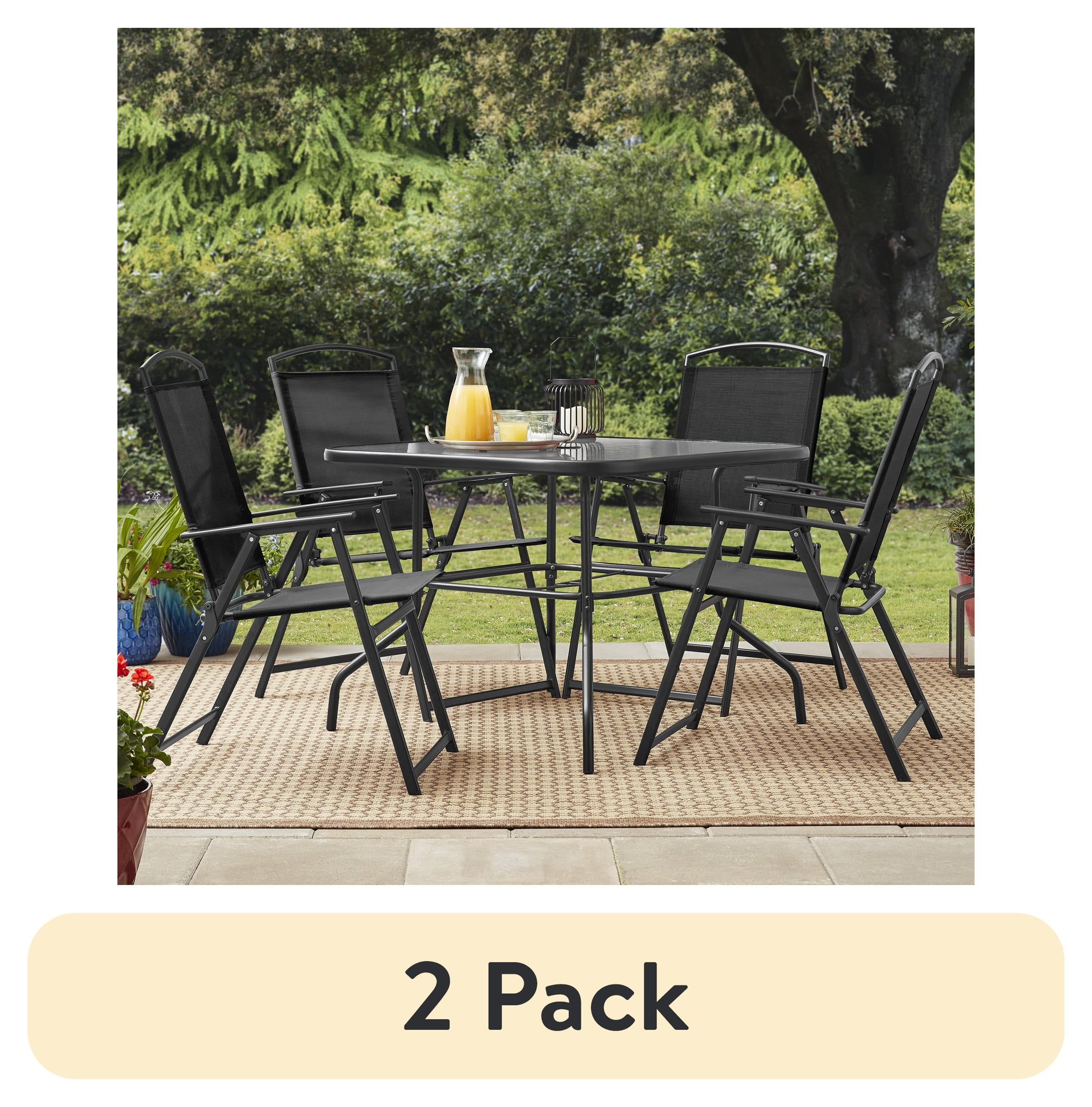 (2 pack) Mainstays Albany Lane 5-Piece Steel Outdoor Patio Dining Set with Umbrella Hole, Black