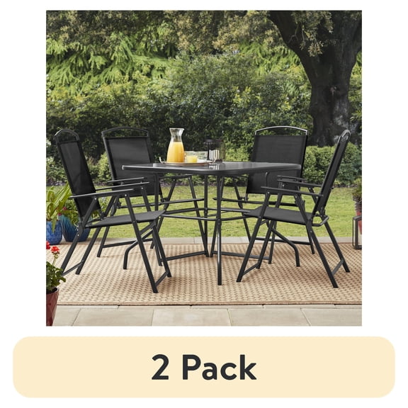 (2 pack) Mainstays Albany Lane 5-Piece Steel Outdoor Patio Dining Set with Umbrella Hole, Black