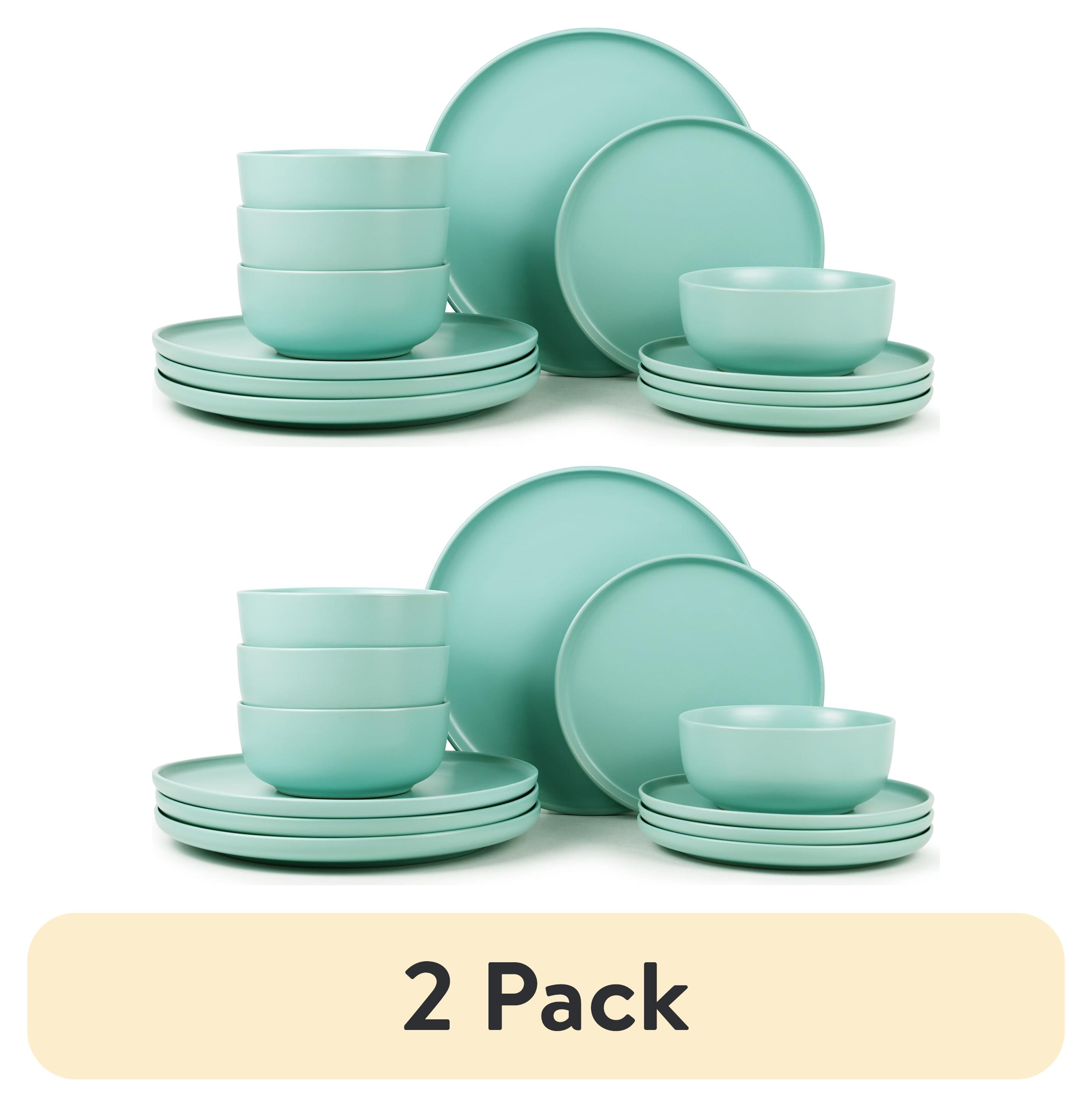 Mainstays Rustic Elegance 12-Piece Mint Stoneware Dinnerware Set