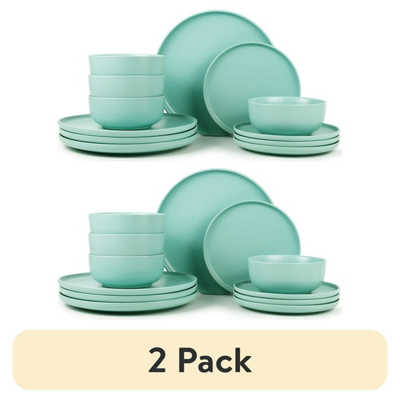 (2 pack) Mainstays Alessandra Mint 12-Piece Stoneware Dinnerware Set