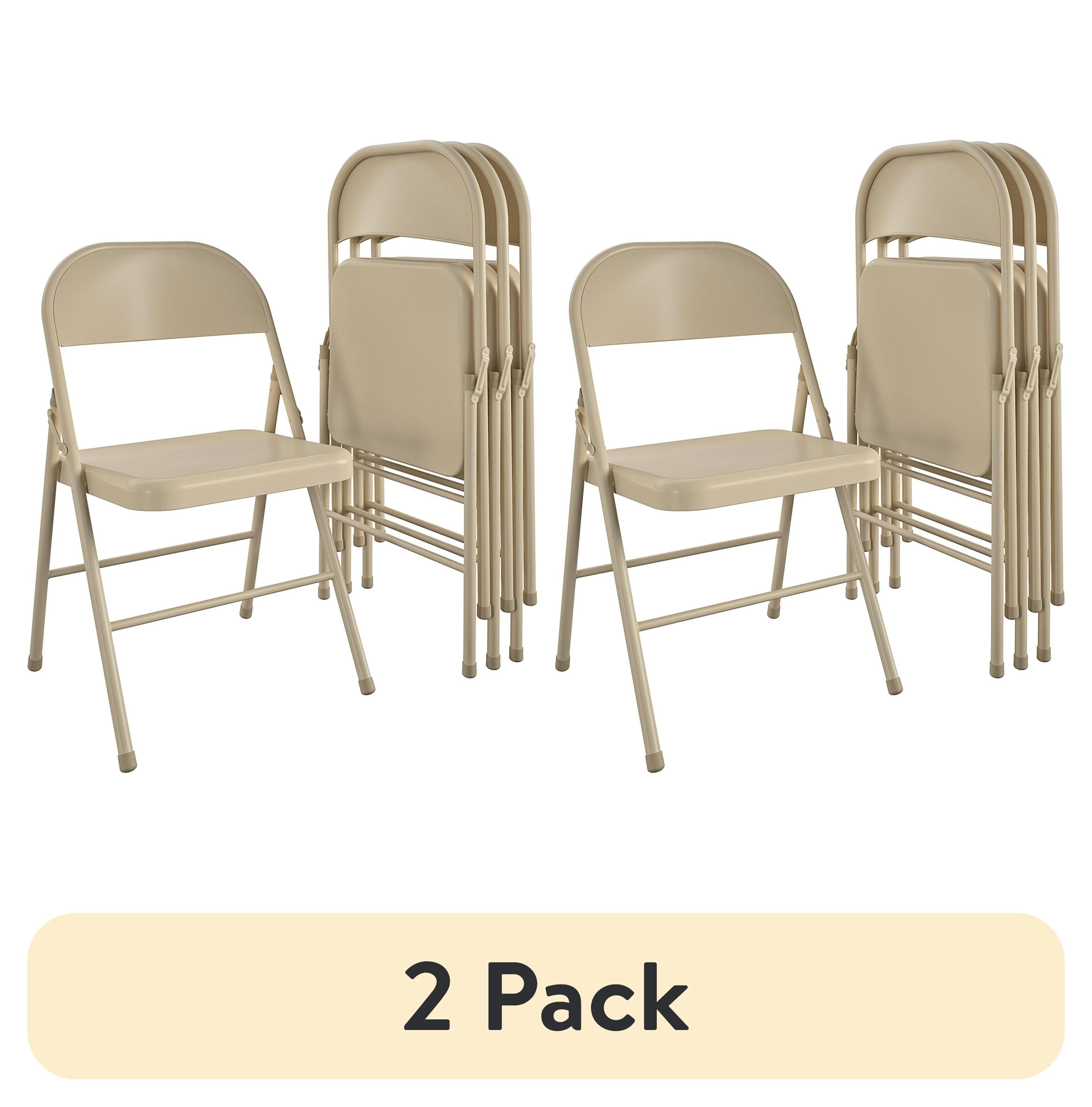 (8 pack) Mainstays All-Steel Metal Folding Chair, Beige, Set of 4