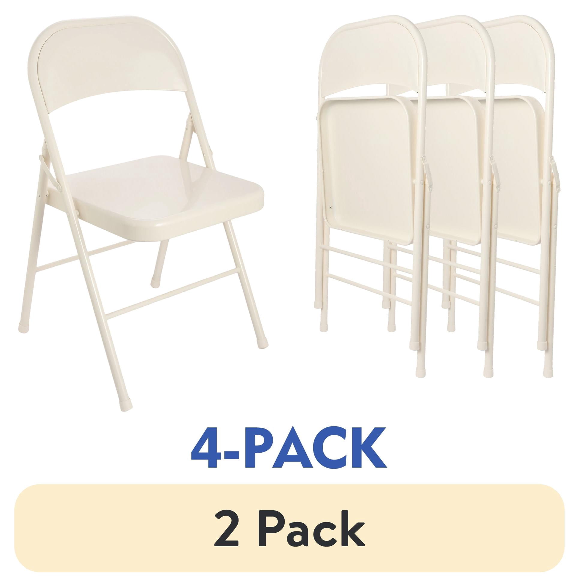 (8 pack) Mainstays Metal Folding Chair Set, Cream, Set of 4