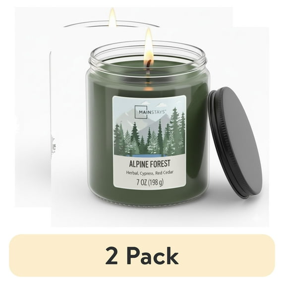 (2 pack) Mainstays Single-Wick Twist Glass Jar Scented Candle, Alpine Forest, 7oz.