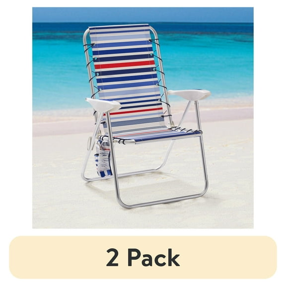 2-Pack Mainstays Reclining Bungee Beach Chair, Teal