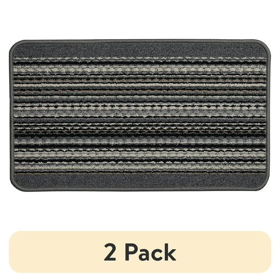 (2 pack) Mainstays Apollo Striped Indoor Polypropylene Area Rug, Grey, 17.4" x 30"