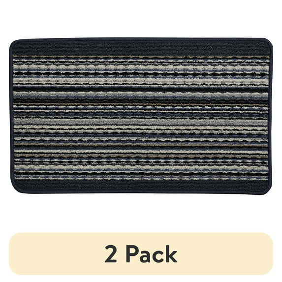 (2 pack) Mainstays Apollo Striped Indoor Polypropylene Area Rug, Navy, 17.4" x 30"