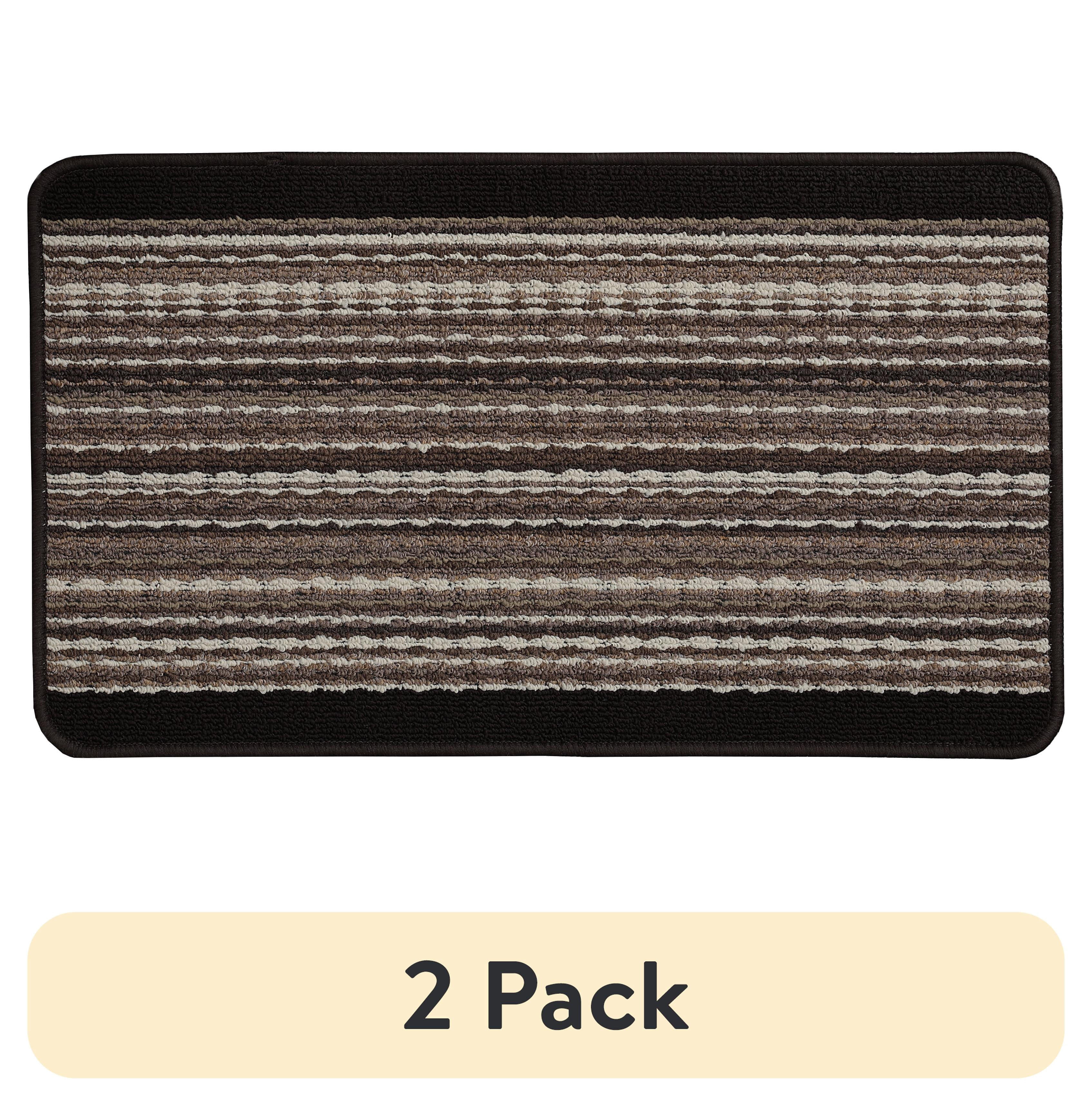 (2 pack) Mainstays Apollo Striped Indoor Polypropylene Area Rug, Tan and Chocolate, 17.4: x 30"