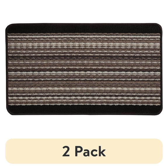 (2 pack) Mainstays Apollo Striped Indoor Polypropylene Area Rug, Tan and Chocolate, 17.4: x 30"