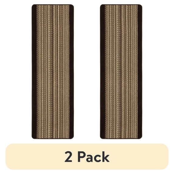 (2 pack) Mainstays Woven Apollo Striped Indoor Polypropylene Tan and Chocolate Runner Rug, 1'7.5" x 6'