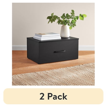 (2 pack) Mainstays Ardent One Drawer Modular Storage System, Black