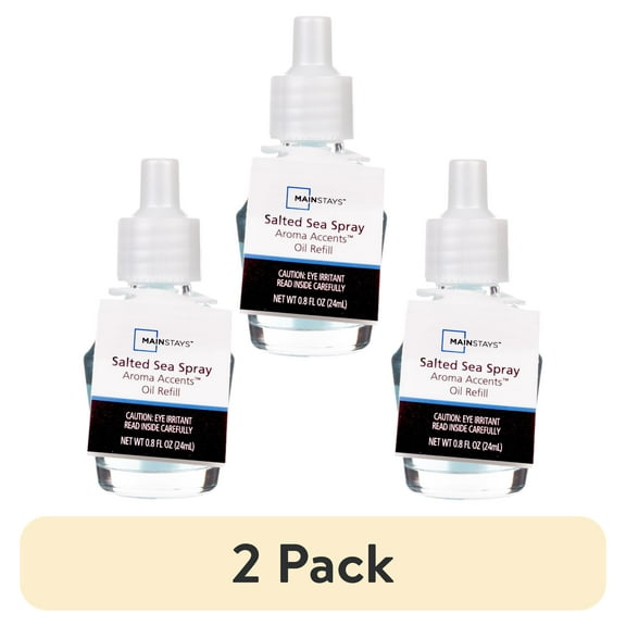 (2 pack) Mainstays Aroma Accents Oil Refill 24 mL, Salted Sea Spray, 3 Pack