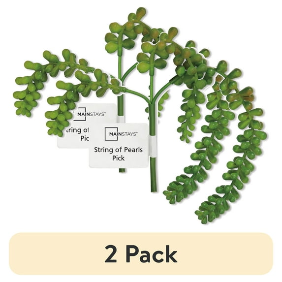 (2 pack) Mainstays Artificial Olive Green Succulent Pick 12" String of Pearls
