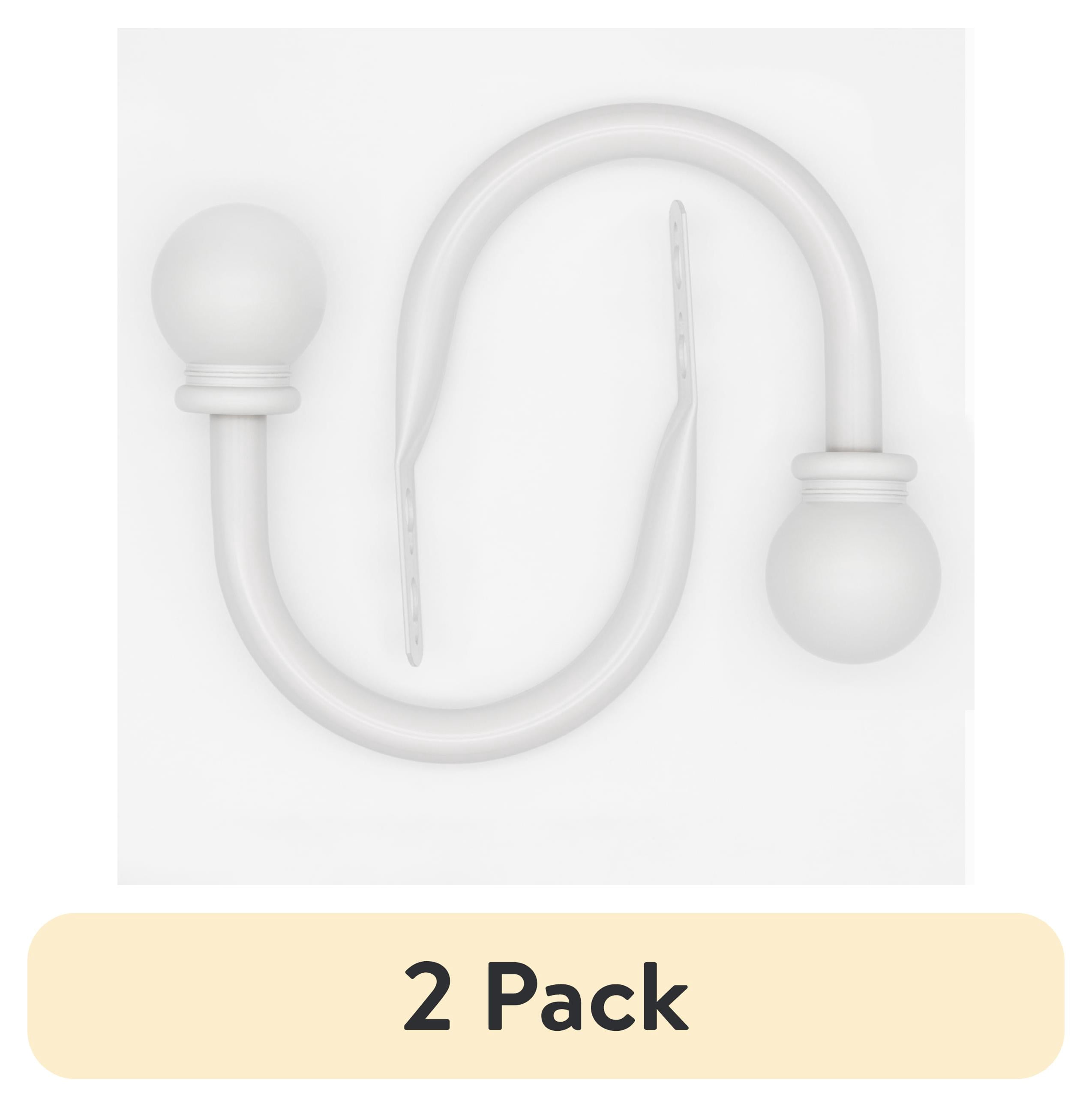 (2 pack) Mainstays White Ball Curtain Rod Holdbacks (2 Count)