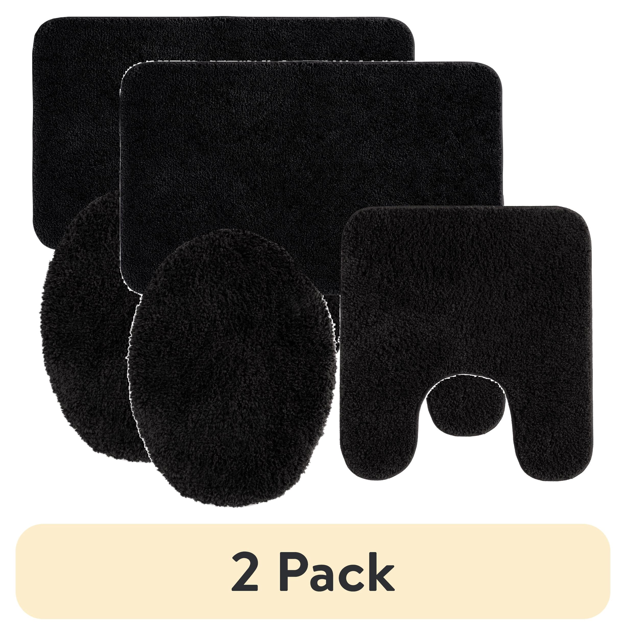 HUGSIDEA Set Bagno 3 Pezzi Colorato - Tappeto, Contour E Copriwater In Flanella Morbida - 2