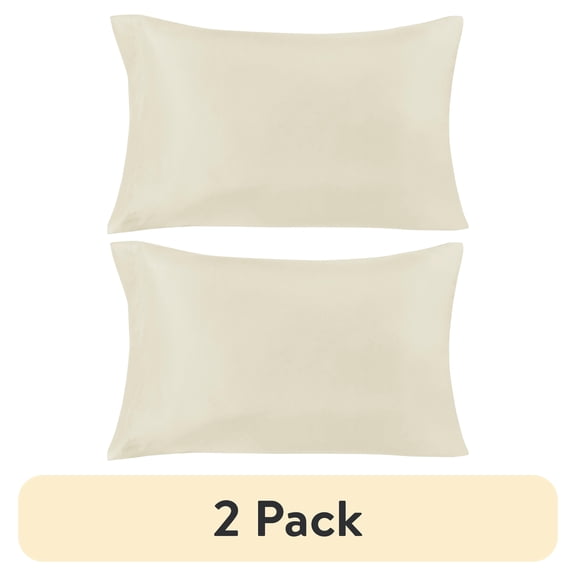 (2 pack) Mainstays Basic Value Microfiber Pillowcase, Fresh Ivory, Standard, 1 Piece