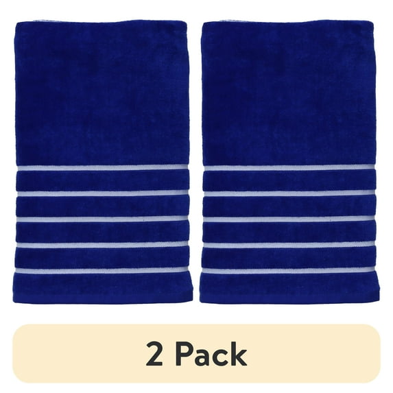 (2 pack) Mainstays Beach Towel, Royal Blue Multi-Stripe