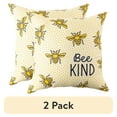 thumbnail image 1 of (2 pack) Mainstays Bee Kind Dots Reversible Outdoor Throw Pillow 16 Inch Multicolour Novelty, 1 of 7