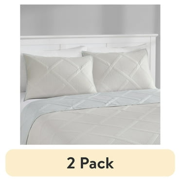 (2 pack) Mainstays Diamond Pinsonic Quilted Pillow Sham, Beige, King, 2 Pack, All Ages