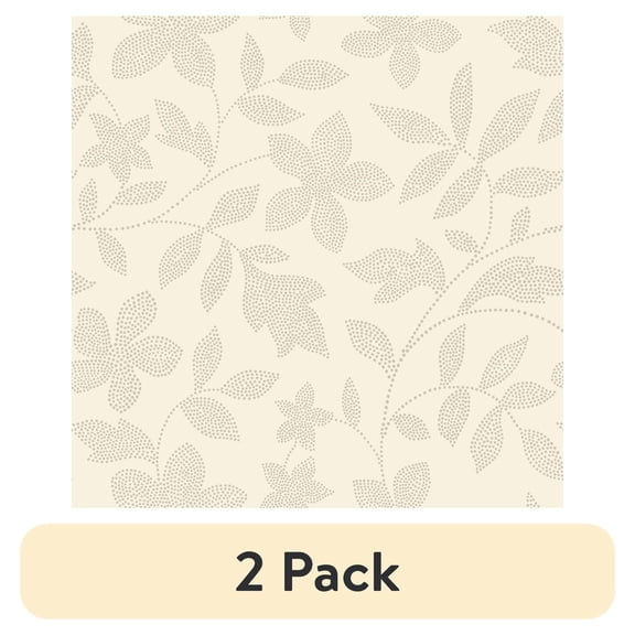 (2 pack) Mainstays Beige Dot Botanical Peel and Stick Wallpaper 30.75 Sq. ft, 1 Count