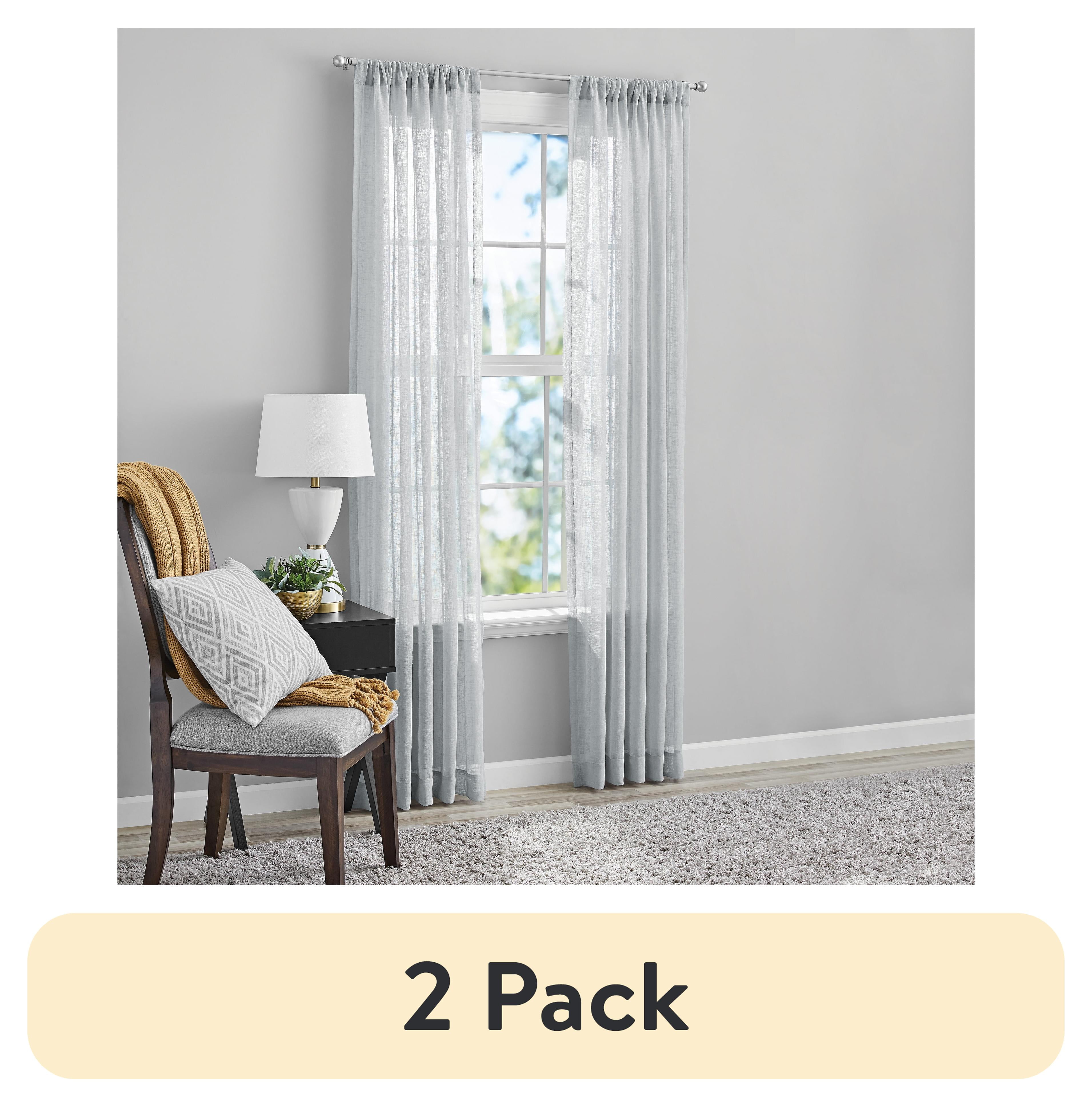 (2 pack) Mainstays Bel Air Sheer Wide Single Curtain Panel, Silver, 50" W x 95" L