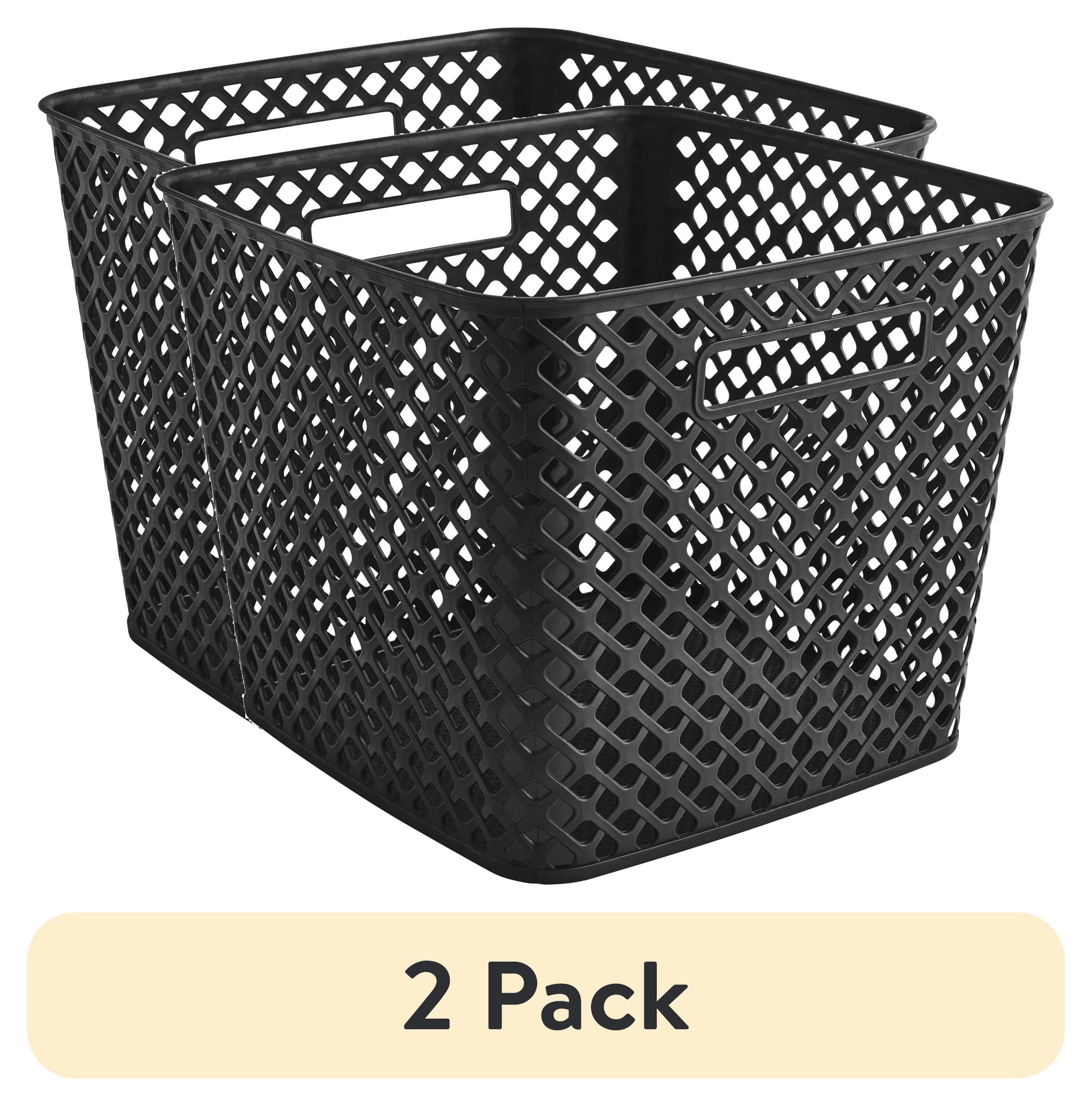 (1 pack) Mainstays Cube Black Decorative Plastic Storage Basket, 13 in x 11 in