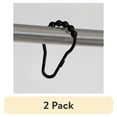 thumbnail image 1 of (2 pack) Mainstays Black Easy Glide Rollerball Plastic Shower Curtain Rings, Set of 12, 1 of 6